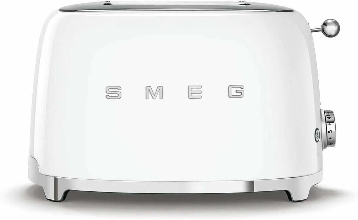 Smeg Grille-Pain 2 Tranches, Design Rétro, Blanc, Fonction Décongélation et Réchauffage
