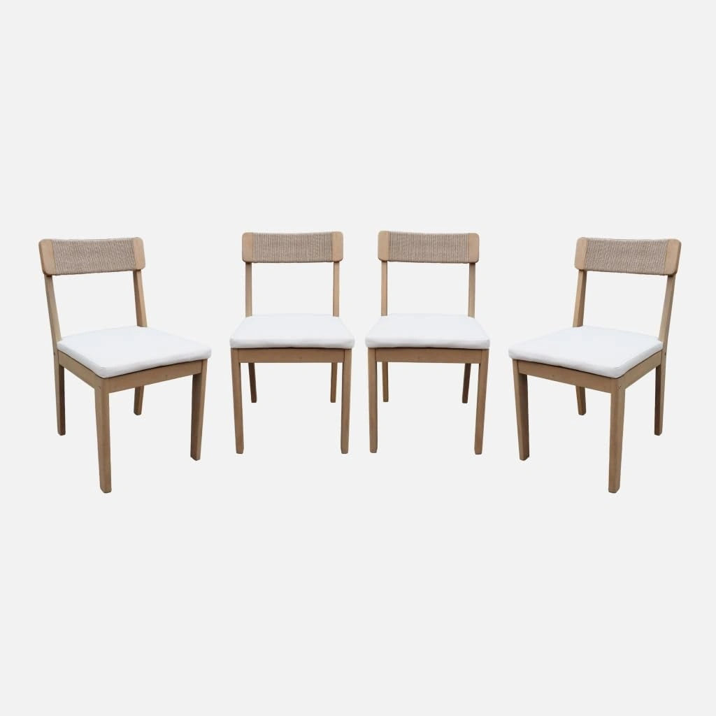 Ensemble de 4 Chaises de Jardin en Acacia et Corde Naturelle - Anaki