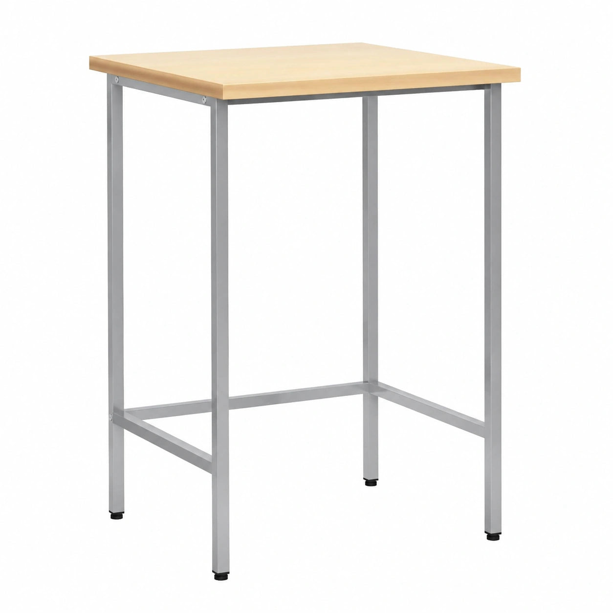 Table d'angle moderne gris en acier et bois, carrée, pieds réglables