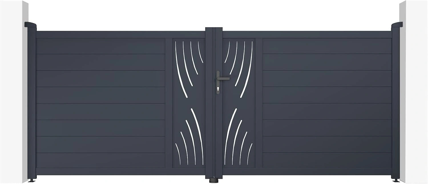 Portail battant en aluminium VELETA 3,5m x 1,4m gris