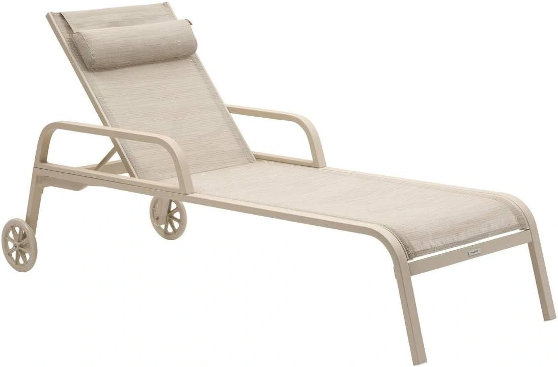 Chaise Longue Pliable en Lin Beige - Confort Extérieur Hespéride