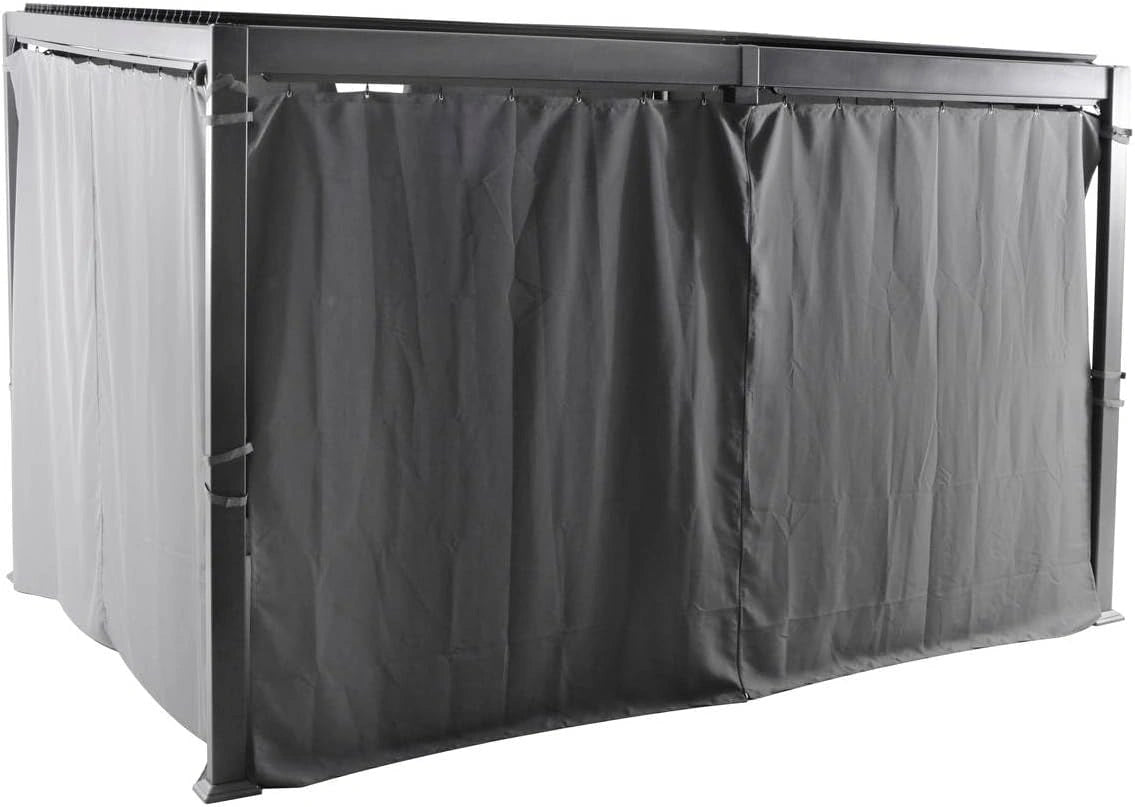 Ensemble de 6 Rideaux Ardoise pour Pergola Avila 4x3 m - Polyester Résistant à l'Eau, Opaque - Structure Non Incluse