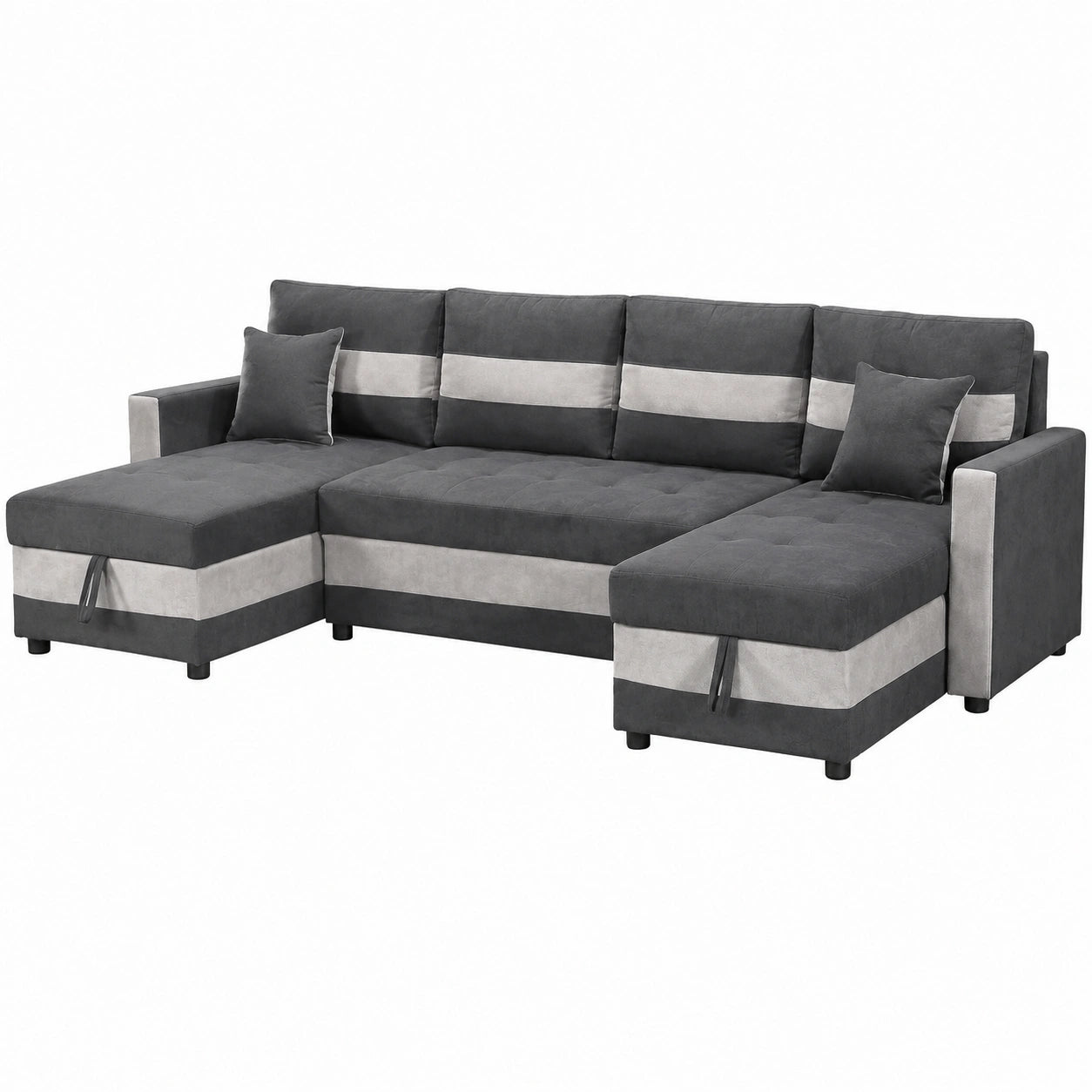 Canapé panoramique convertible avec rangements pour 5 personnes