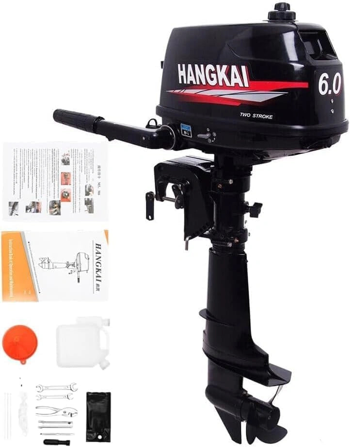 Moteur hors-bord 6 CV 2 temps, refroidissement à l'eau, arbre court, pour bateaux pneumatiques