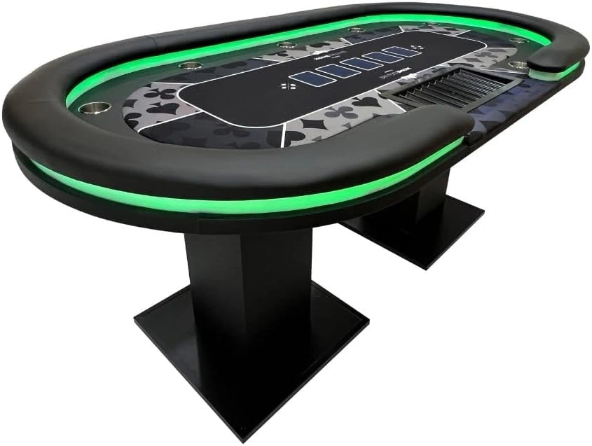 Table de Poker LED Deluxe pour Casino - 213 x 106 x 78 cm avec éclairage