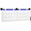 Tête de lit avec éclairage LED intégrée, tissu blanc, design mural moderne