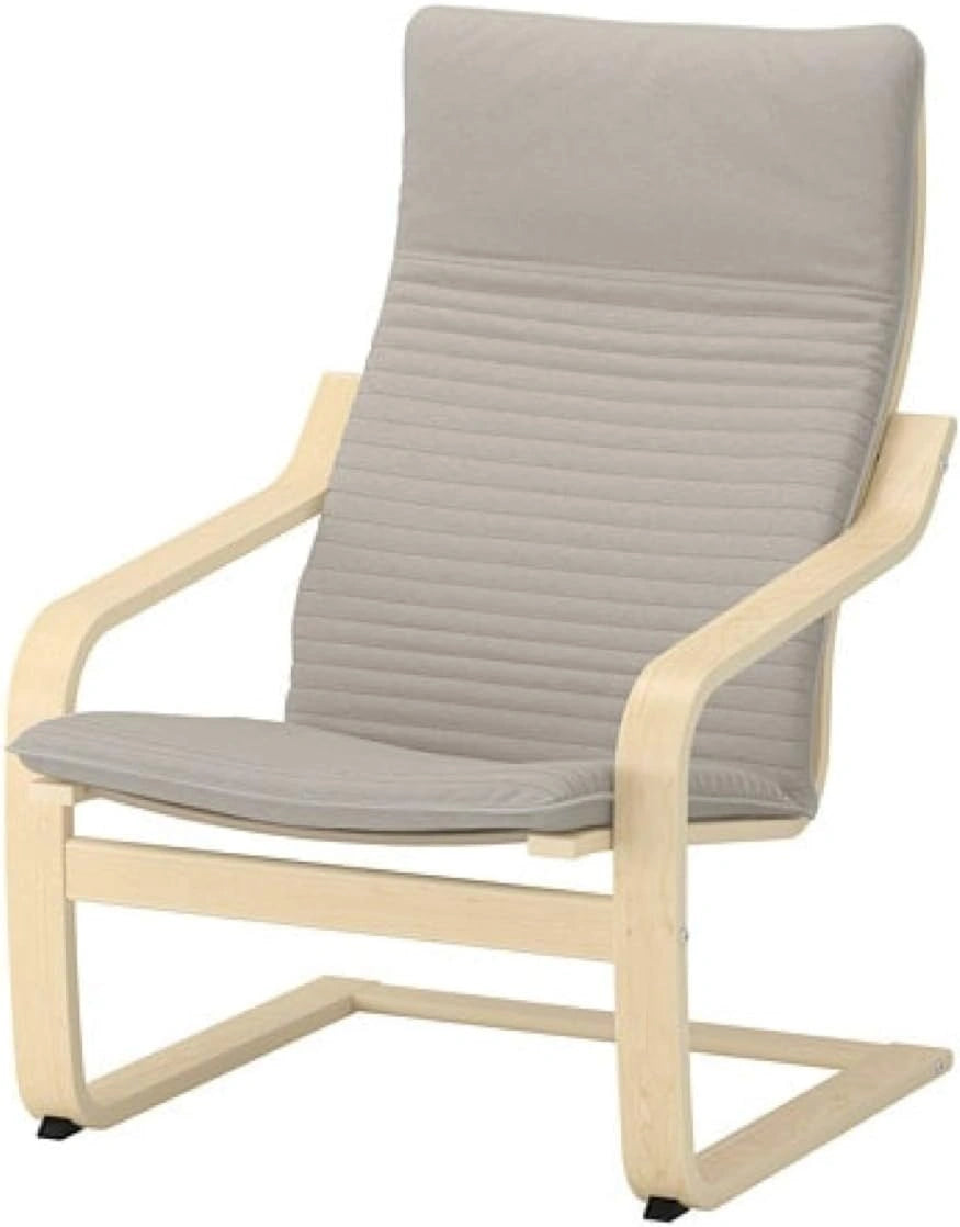 Fauteuil Poang IKEA en Bouleau avec Housse Beige Clair Knisa
