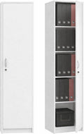 Armoire de Rangement Bureau avec Serrure, 5 Compartiments, 1 Porte, 180x44,5x35 cm, Blanc