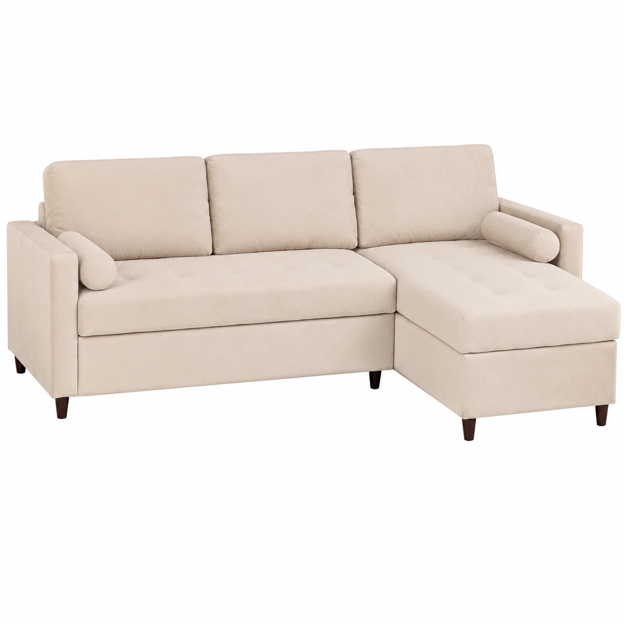 Canapé d'angle convertible réversible en velours beige