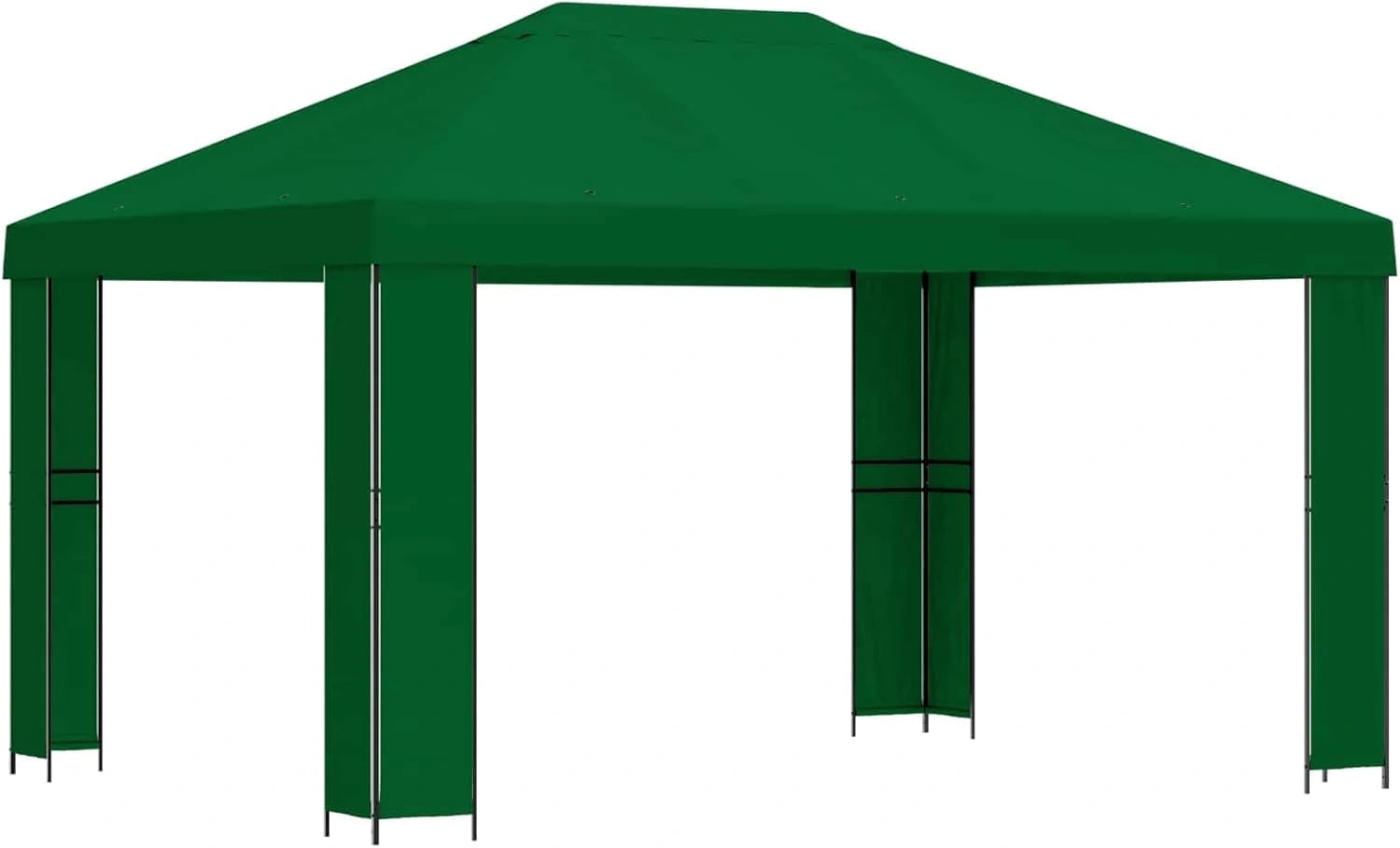 Pavillon de jardin vert 4x3m en polyester et acier avec toit étanche, idéal pour terrasse