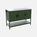 Cuisine extérieure en acier vert avec 3 portes et étagère L120 cm - Sweeek