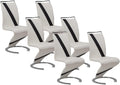 Lot de 6 chaises TWIZY en simili cuir blanc et noir pour salle à manger