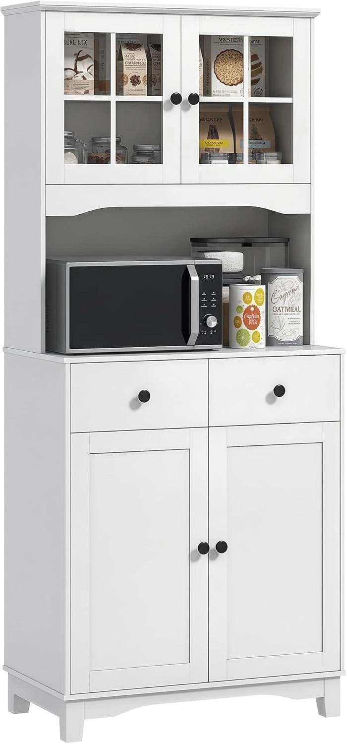 Armoire de Cuisine Multifonctionnelle avec étagères Réglables et Sécurité Anti-Basculement - Blanc