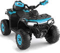 Quad électrique pour Enfant 12V Tout-Terrain, 3-8 Ans, avec Télécommande, Suspension, LED et Musique, Couleur Turquoise