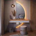 Coiffeuse Blanche Melisa avec LED, 120cm, Hauteur Ajustable, Personnalisable