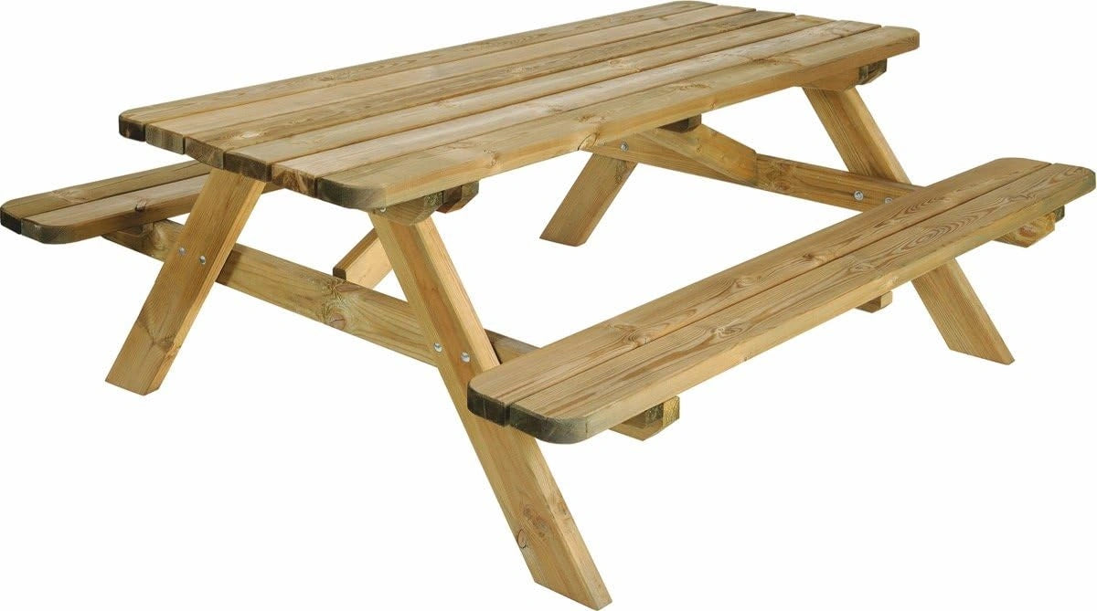 Table de Pique-Nique en Bois pour 6 Personnes, Résistante et Durable