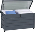 Coffre de Rangement Extérieur 311L en Acier Galvanisé avec Roues et Vérin, 120x62x66 cm Gris