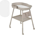 Table à langer bébé LIONELO Rosie avec roulettes, matelas imperméable, hauteur ajustable et rangements pratiques