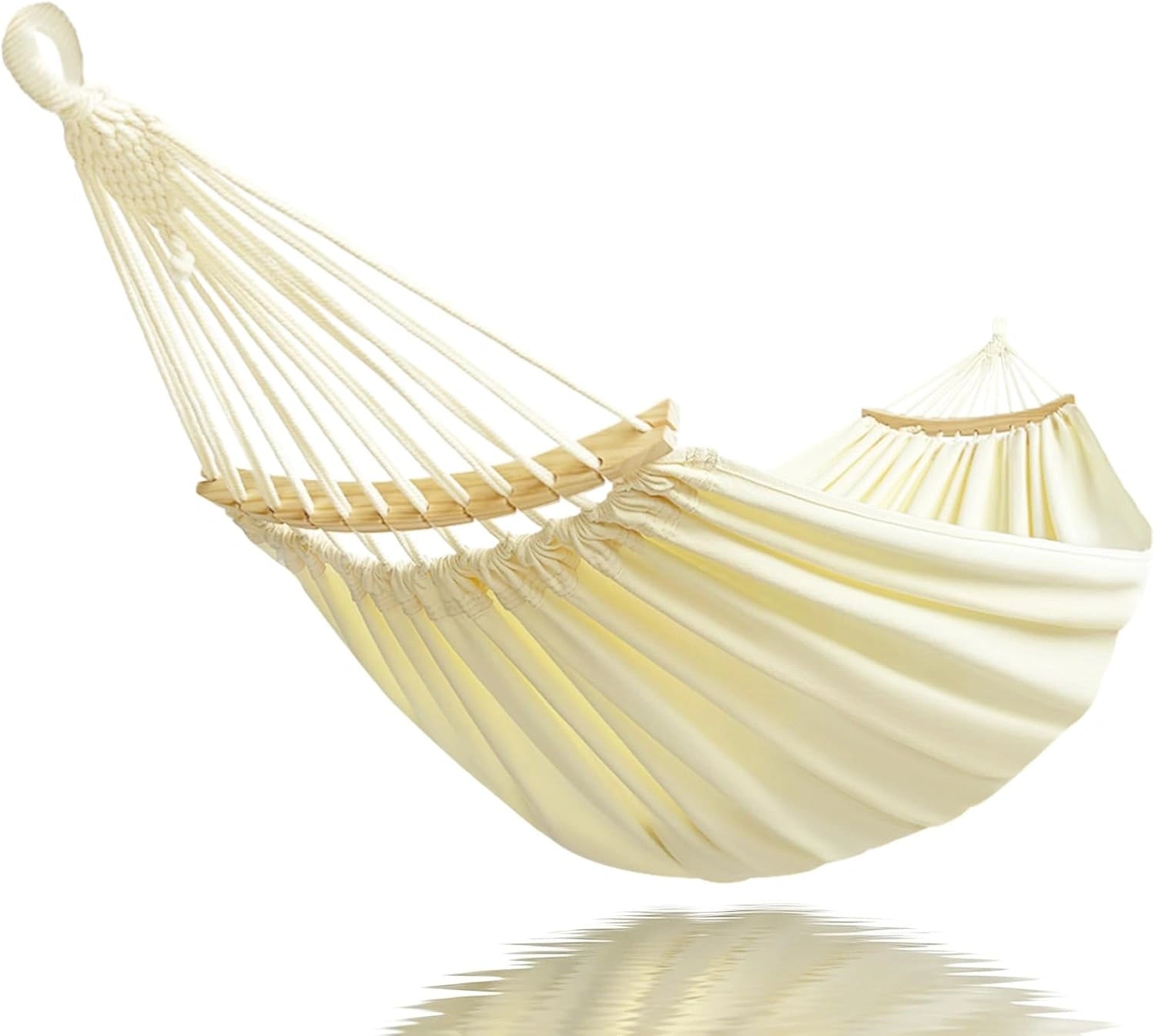 Hamac Double GOCAN 220x150 cm, Capacité 300 kg, Coton et Toile, Usage Extérieur et Intérieur, Rouge