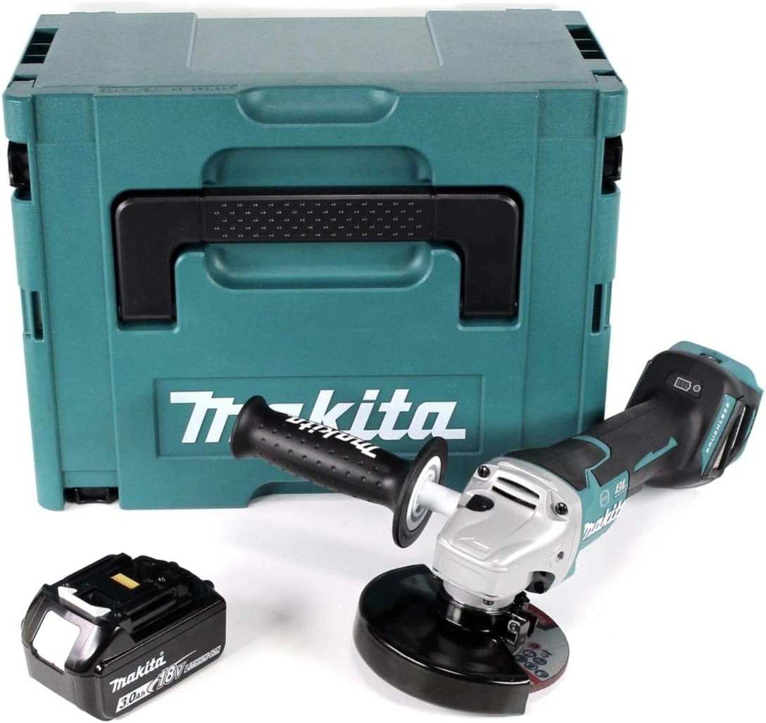 Meuleuse d'angle sans fil Makita 18V 125mm avec batterie 3.0Ah et coffret Makpac
