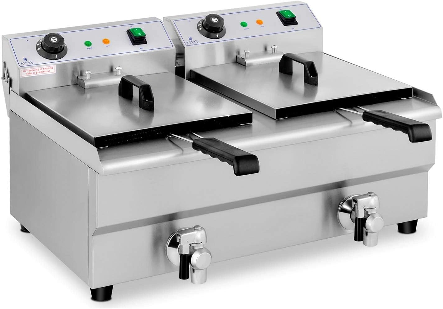 Friteuse électrique Double 2 x 13 L avec Zone Froide et Robinet - Usage Professionnel