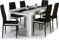 Set de Salle à Manger Georgia 140 cm avec Table Blanche et Noire et 6 Chaises Romane Noires
