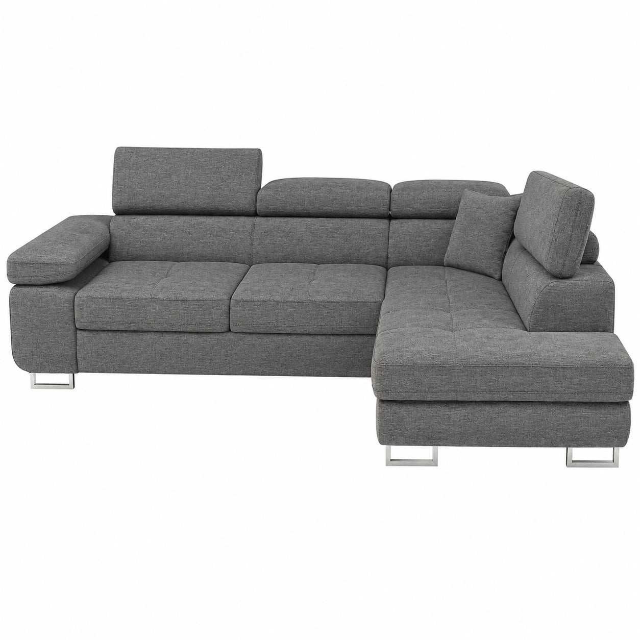 Canapé d'angle droit convertible en tissu gris