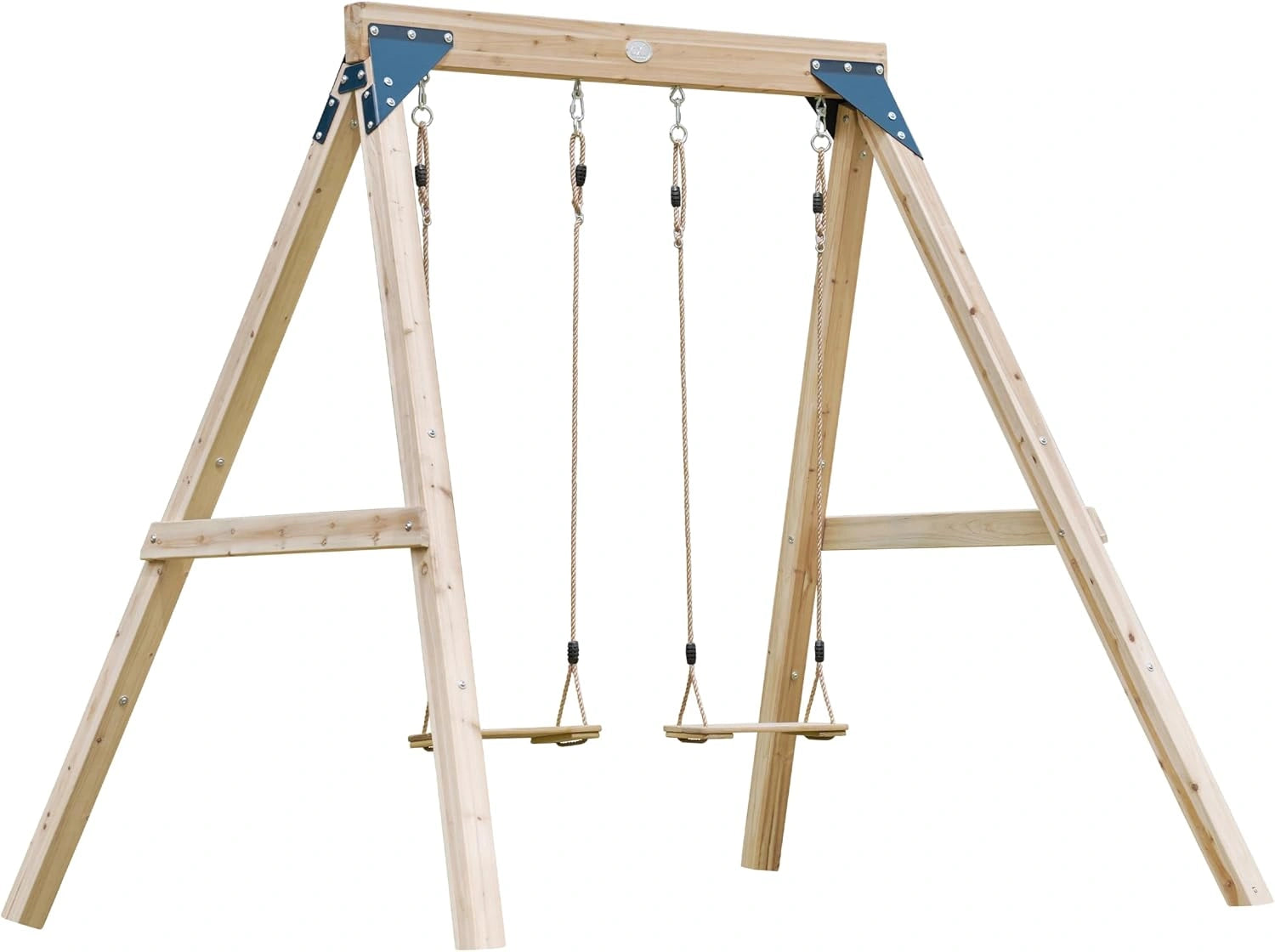 Portique Double en Bois FSC avec 2 Balan?oires pour Enfants - Marron - Garantie 10 Ans