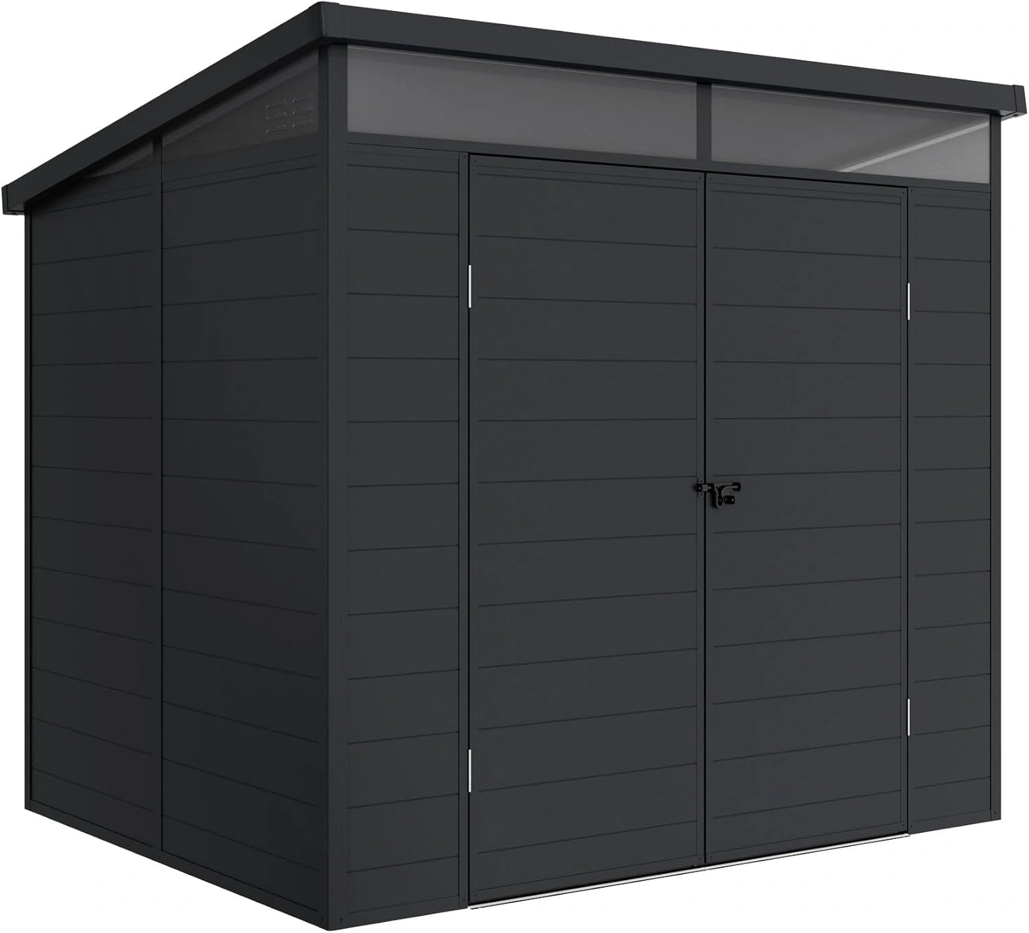 Abri de Jardin en Résine Anthracite 4,57 m2 - Renforcé Aluminium et PVC - Protection UV - Imperméable