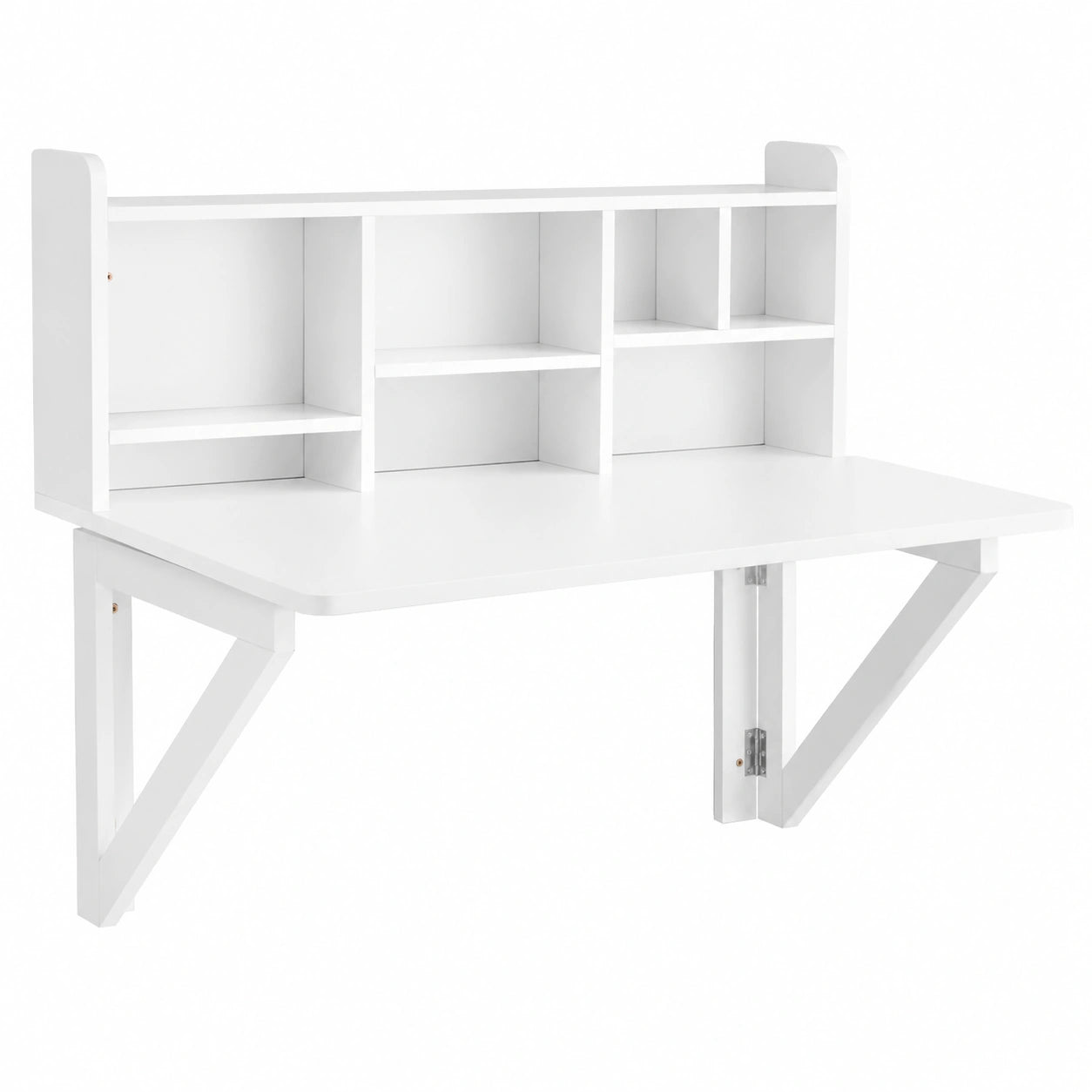 Table pliante murale avec étagère pour cuisine ou studio, gain de place, 90x60 cm, blanche