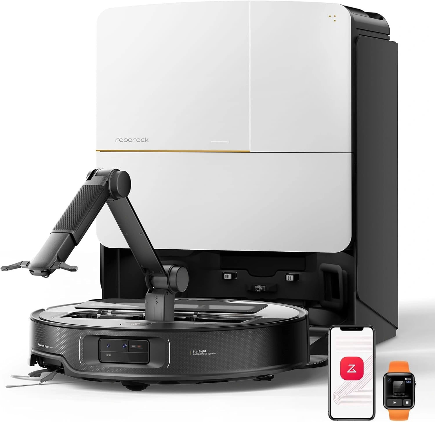 Aspirateur Robot Roborock Saros Z70, Ultra-Puissance 22 000Pa, Technologie OmniGrip, Chassis AdaptiLift, FlexiArm Avancé, Système Autonome StarSight 2.0, Station Multifonction 4.0, Design Slim 7,98cm, Contr?le via Application et Commandes Vocales