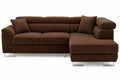 Canapé d'angle convertible 5 places avec têtières et rangement en velours