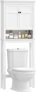 HOMCOM étagère de Rangement WC avec Compartiment et Porte, Meuble de Salle de Bain, Blanc