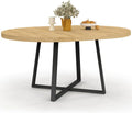 Table à Manger Extensible Ronde Selma 4 à 8 Personnes, Bois et Noir, 110 à 150 cm