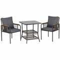 Ensemble de Meubles de Patio en Rotin avec Coussins et Table