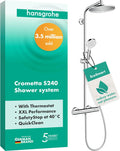 Ensemble de Douche Hansgrohe Crometta S avec Technologie écoSmart et Mitigeur Thermostatique, Pommeau de 240 mm, Douchette, Support et Flexible, Chromé