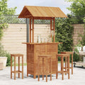 Table de Bar Extérieur en Bois d'Acacia avec Toit 113x106x217 cm
