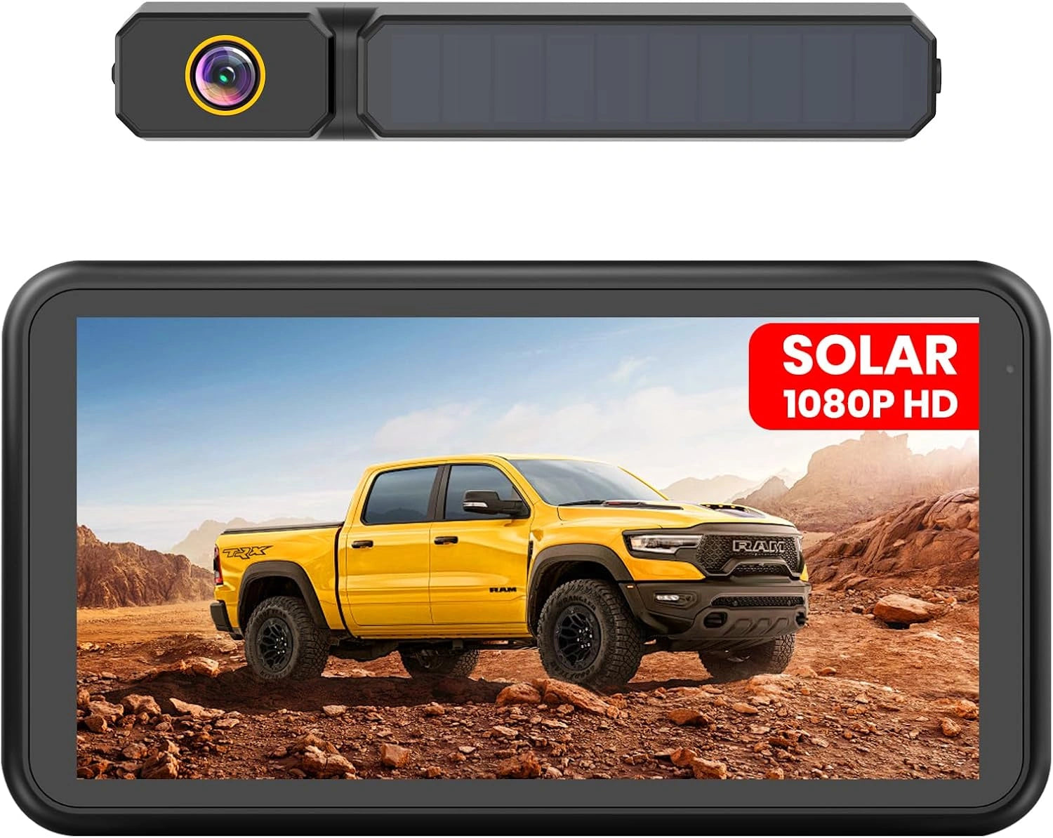 Caméra de Recul Solaire sans Fil Foxpark - Installation Rapide, Moniteur HD 1080P 5'', IP69K étanche, Vision Nocturne pour Voiture, SUV, Camion