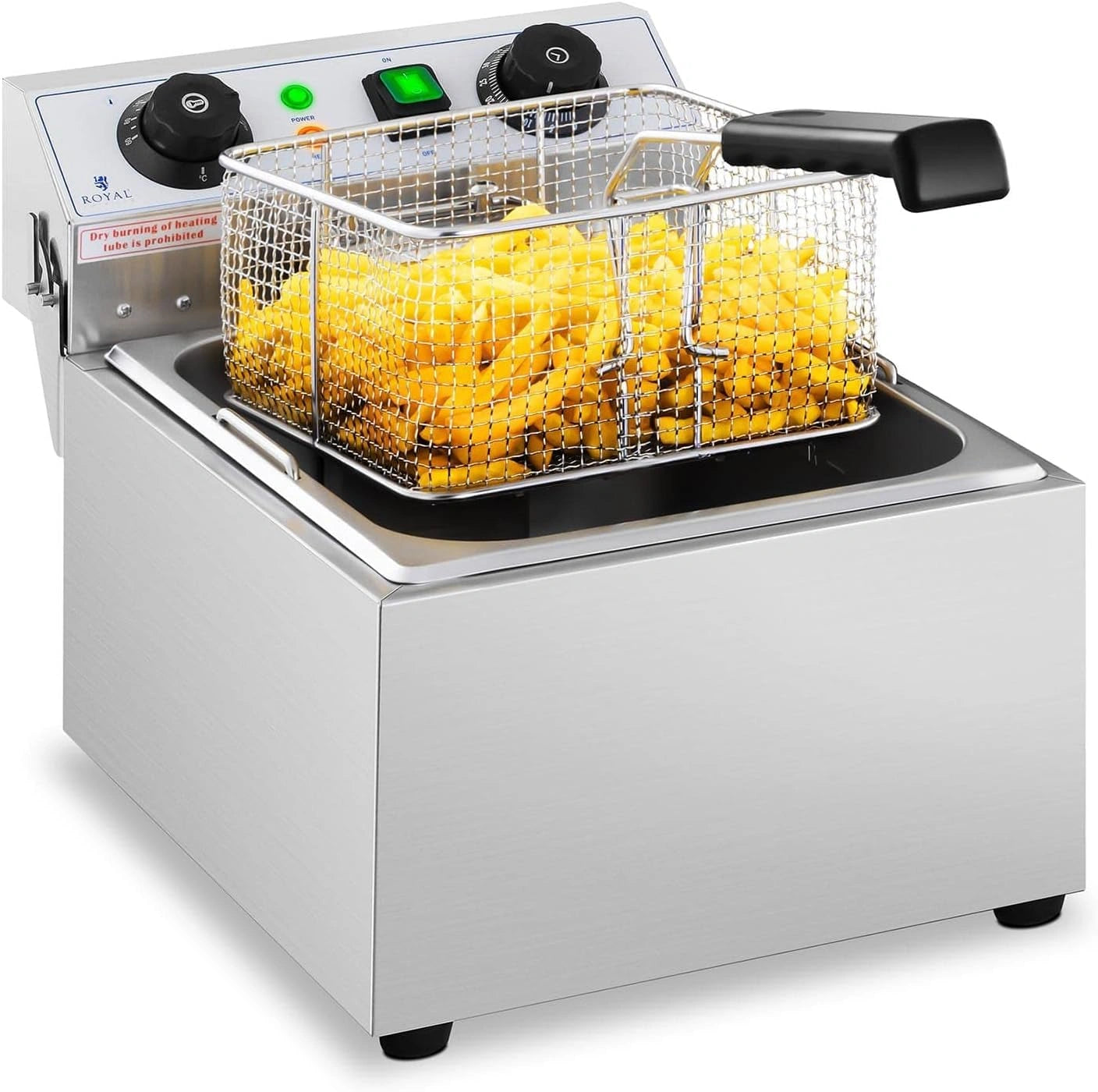 Friteuse électrique Professionnelle 10L avec Robinet et Minuterie - Royal Catering