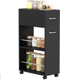 HOMCOM Chariot de Cuisine Mobile avec Tiroir et étagères Ouvertes, Bois Noir, 25x50x85 cm