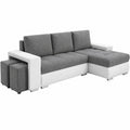 Grand canapé d'angle convertible avec coffre et poufs inclus