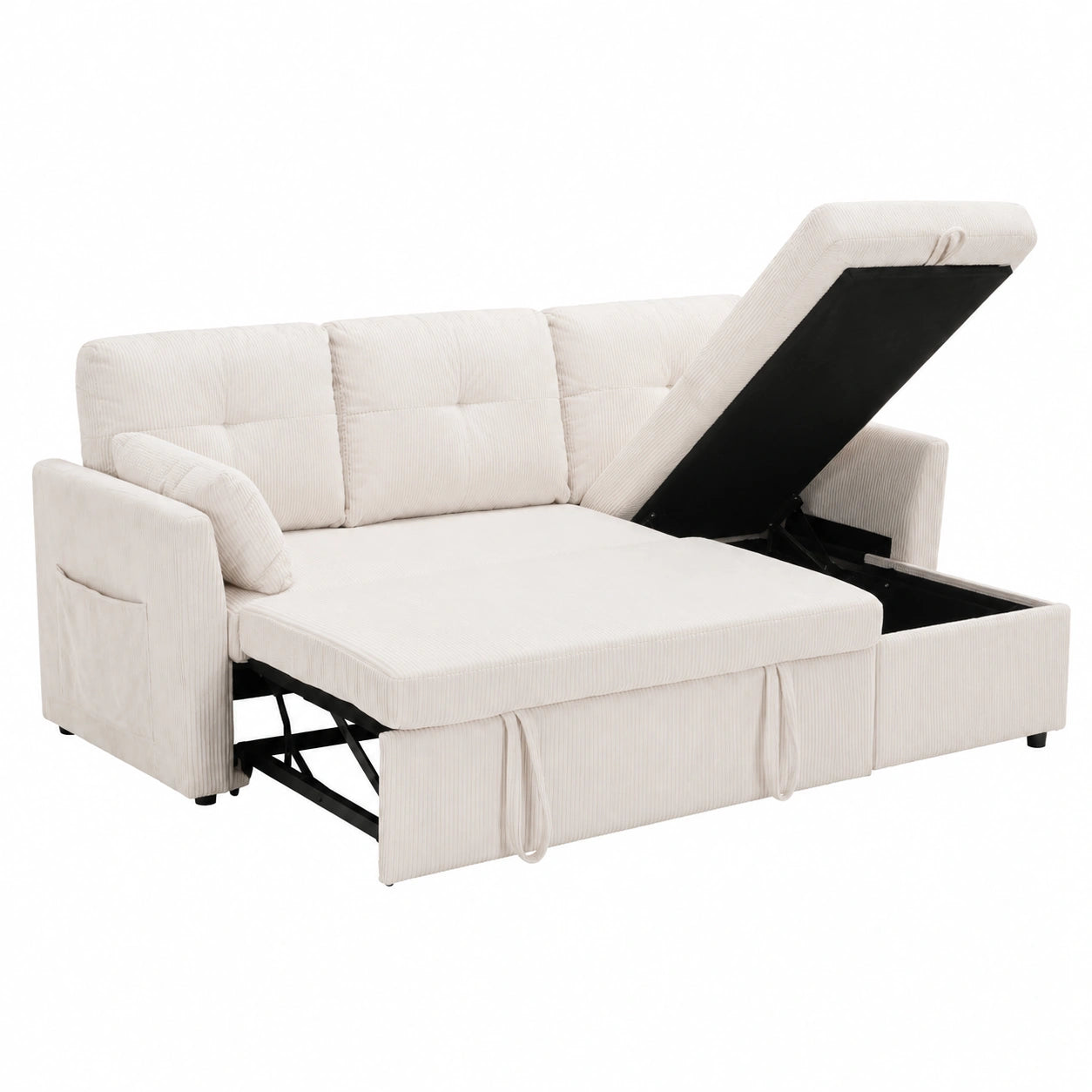 Canapé d'angle convertible avec rangement dissimulé