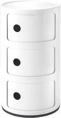 Kartell Componibili, Module de Rangement à 3 Compartiments, Blanc, Base Circulaire