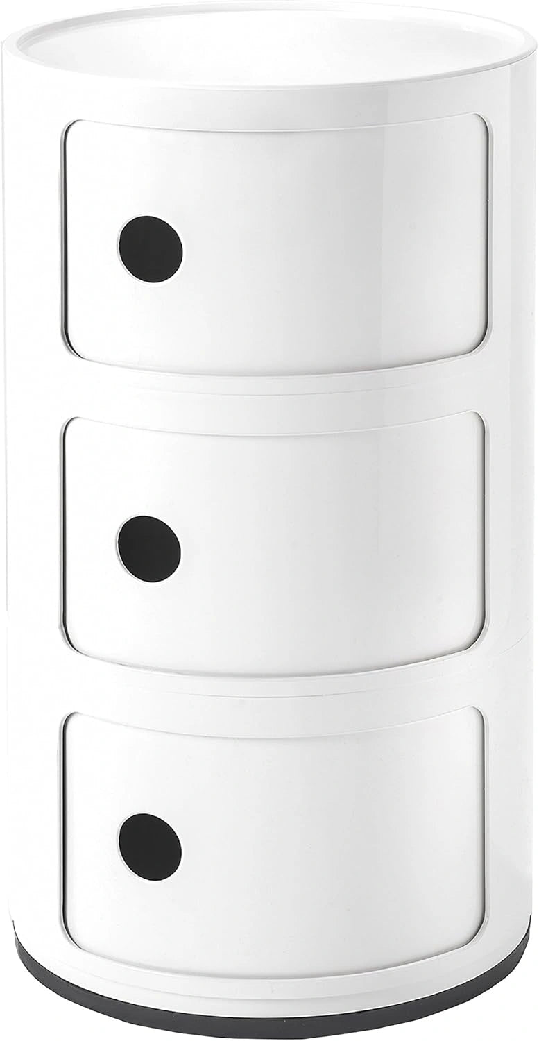 Kartell Componibili, Module de Rangement à 3 Compartiments, Blanc, Base Circulaire