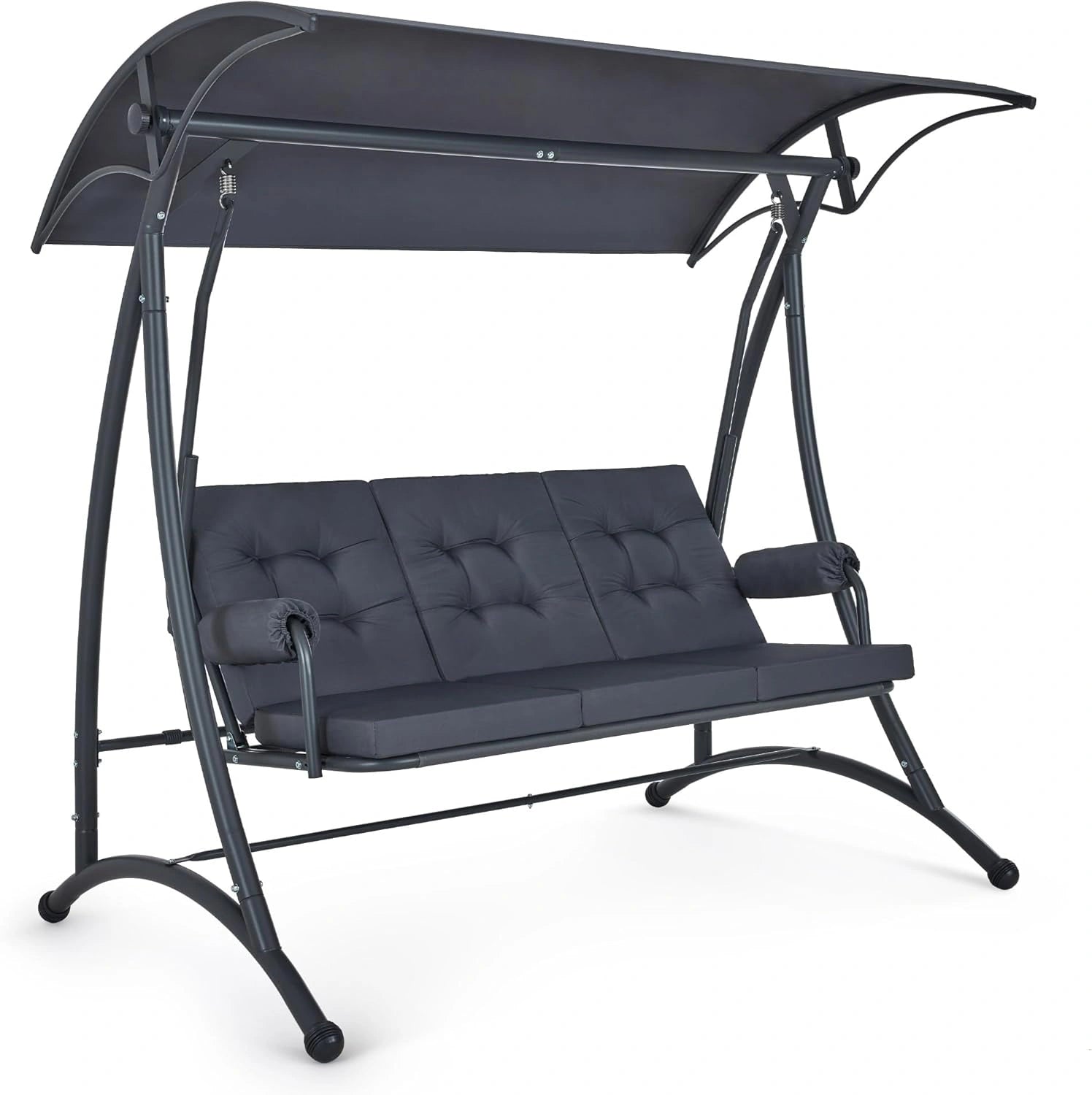 Balancelle de Jardin 3 Places MCombo, Inclinable, Anti-intempéries avec Coussins épais et Silencieux, Charge 300 kg, Gris
