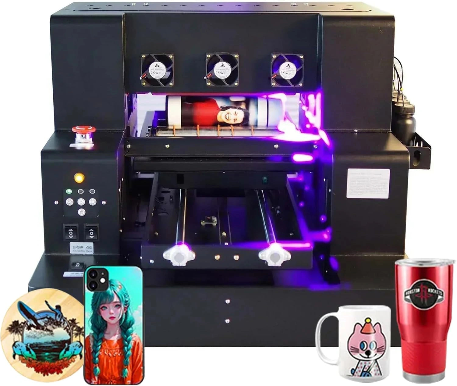Imprimante UV à Plat Multifonction A3 pour Bouteilles avec USB 2.0, Résolution 1440x1440 DPI et Fonctionnalités de Copie et Numérisation