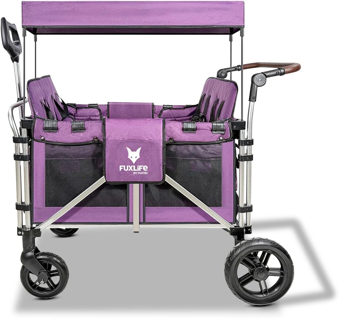 Chariot Familial Pliable Pourpre Fuxtec, Certifié EN-1888, Pour 4 Enfants, Utilisation Polyvalente