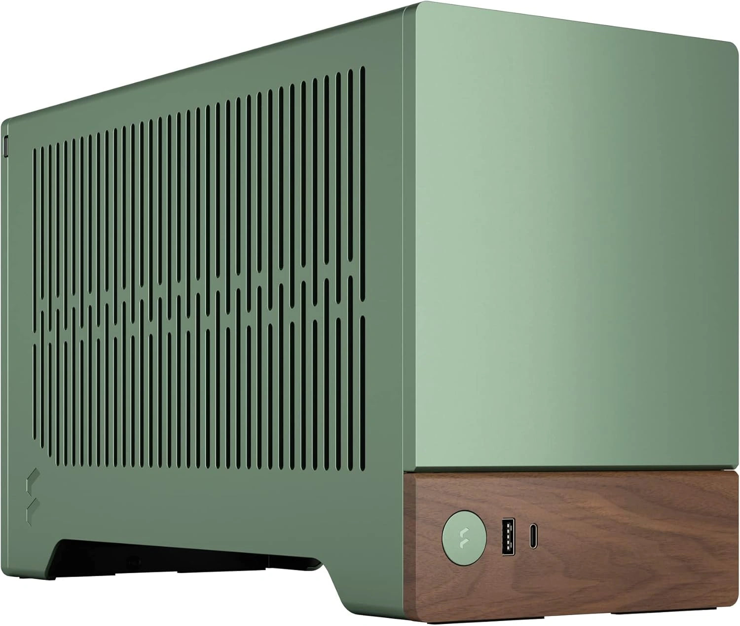 Bo?tier Gaming mITX Fractal Design Terra Jade - Panneau Avant en Noyer - Format Compact - Cable Riser PCIe 4.0 - USB Type-C - Panneaux en Aluminium Anodisé