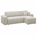 Canapé d'angle convertible réversible en velours côtelé beige