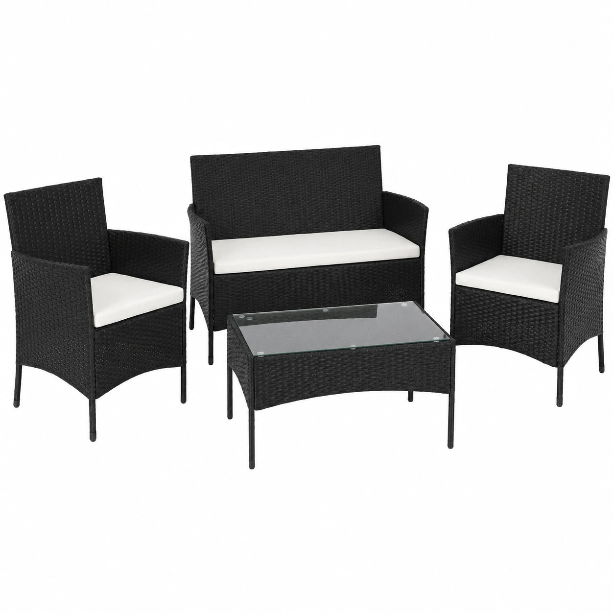 Ensemble de Mobilier de Jardin en Résine avec Coussins Amovibles